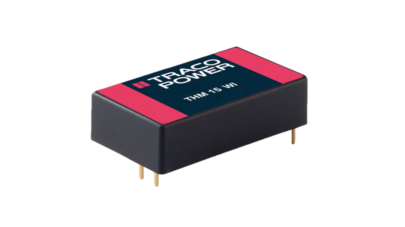 TRACOPOWER THM 15WI DC-DC Converter, 5V dc/ 3A Output, 9 → 36 V dc Input, 15W, PCB Mount, +85°C Max Temp -40°C