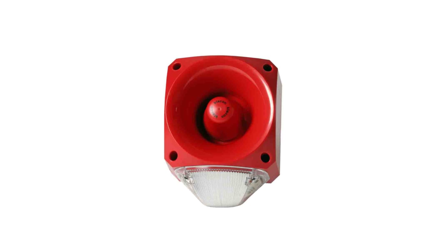 Klaxon PNC Series Clear Sounder Beacon, 110 → 230 V ac, IP66, Side Mount, 120dB at 1 Metre