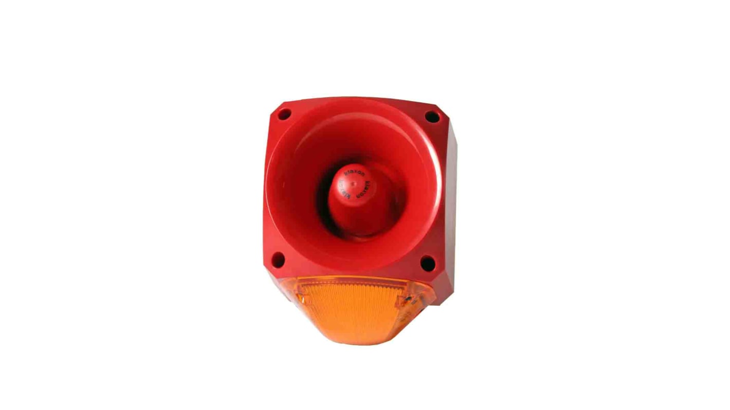 Segnalatore acustico e luminoso Klaxon serie PNC, Ambra, 10 → 60 V c.c., 116dB a 1 m, IP66