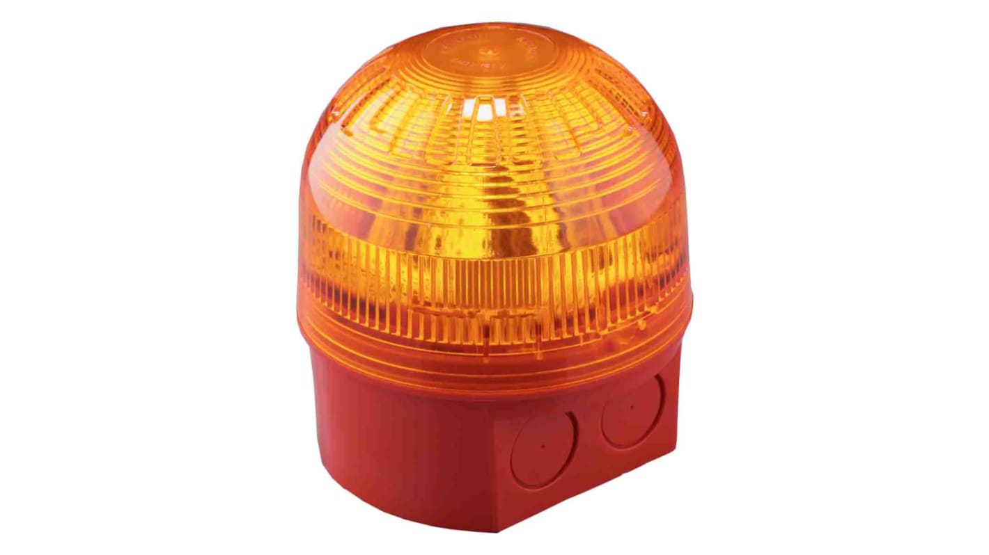 Klaxon PSB Series Amber Flashing Beacon, 10 → 60 V dc, Base Mount, Xenon Bulb, IP65