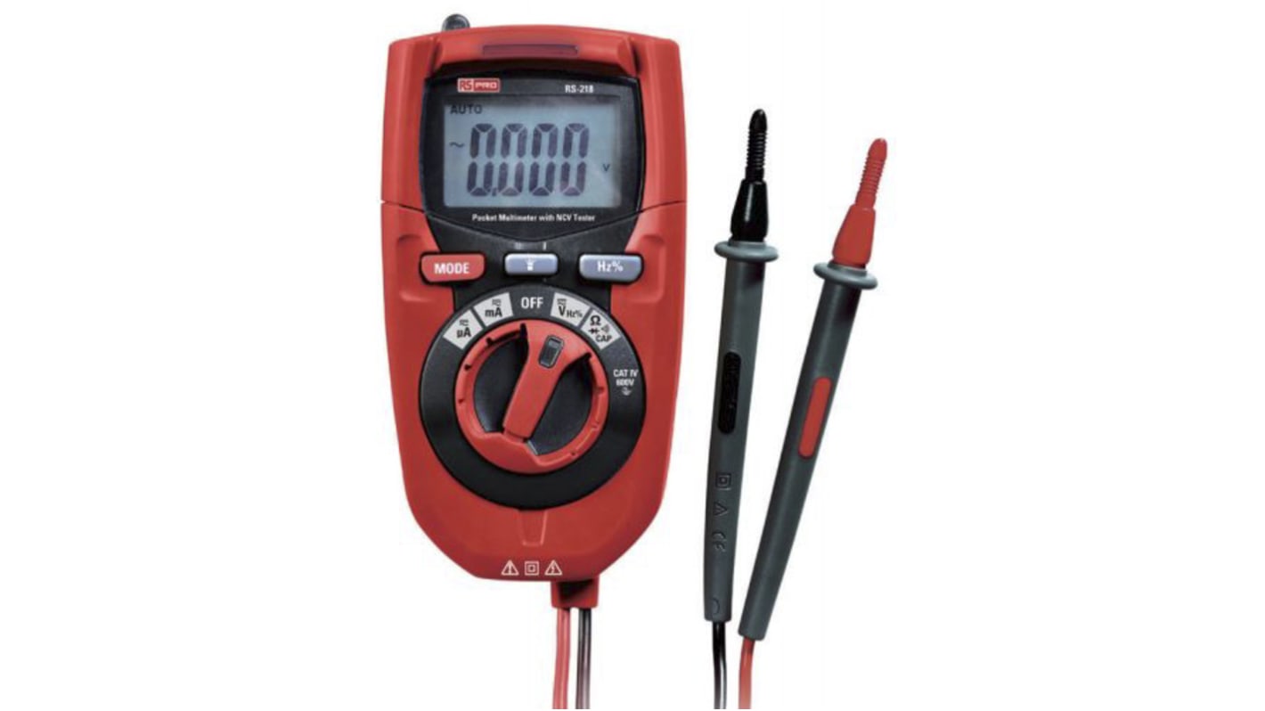 RS PRO Hand LCD Digital-Multimeter, CAT IV 600V ac / 200mA ac, 40MΩ, ISO-kalibriert