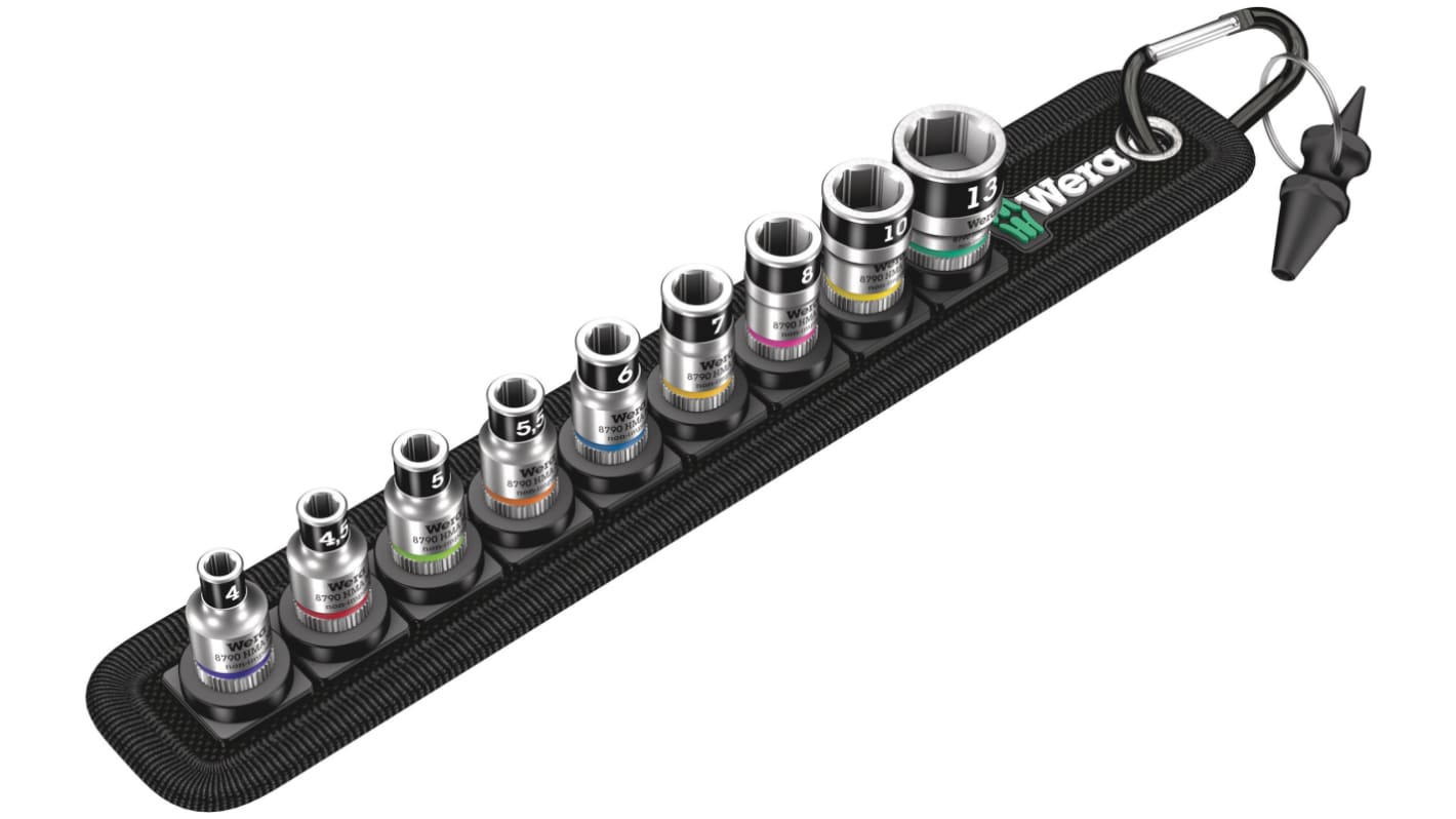 Wera 12-Piece Metric 1/4 in Standard Socket Set, 6 point