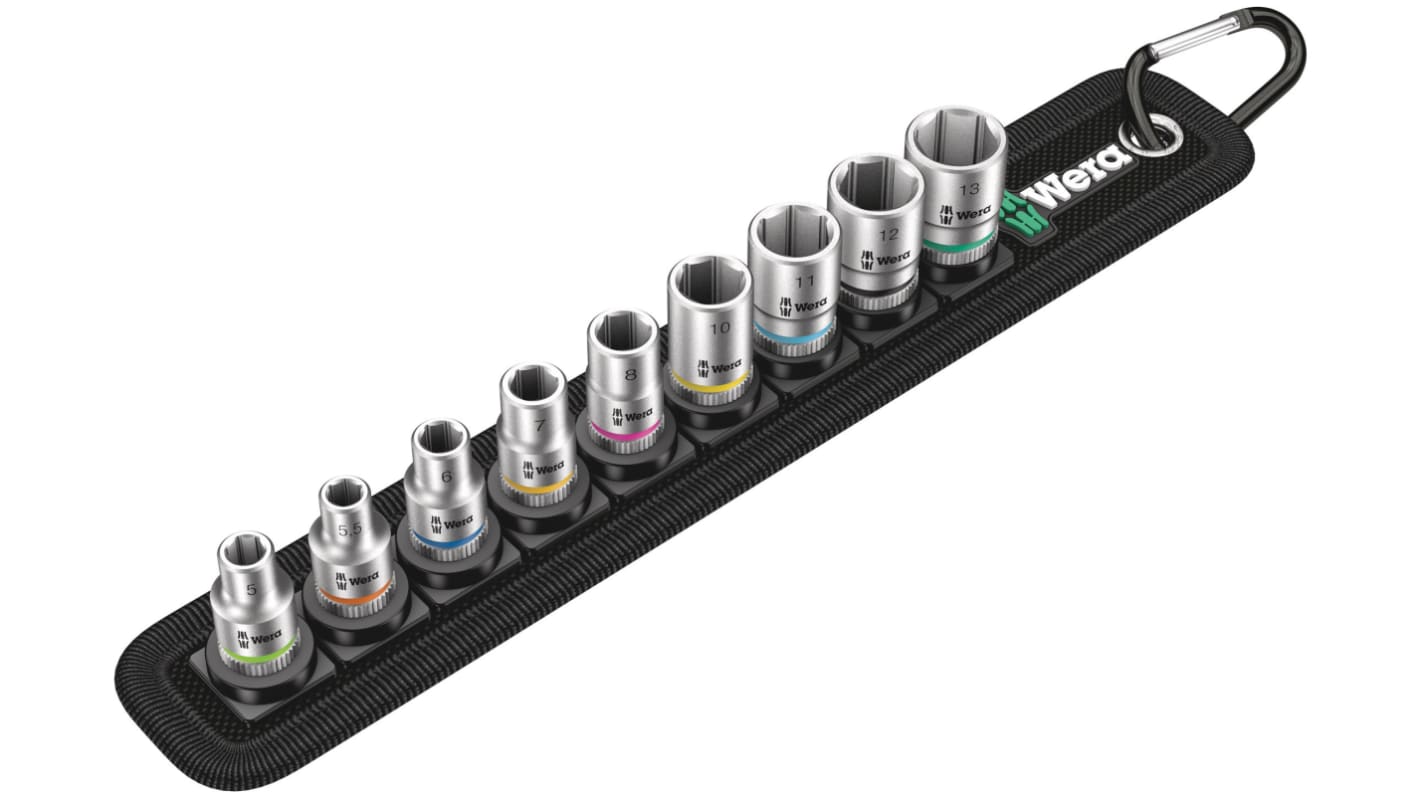 Wera 9 Piece Metric 1 4 in Standard Socket Set 6 point