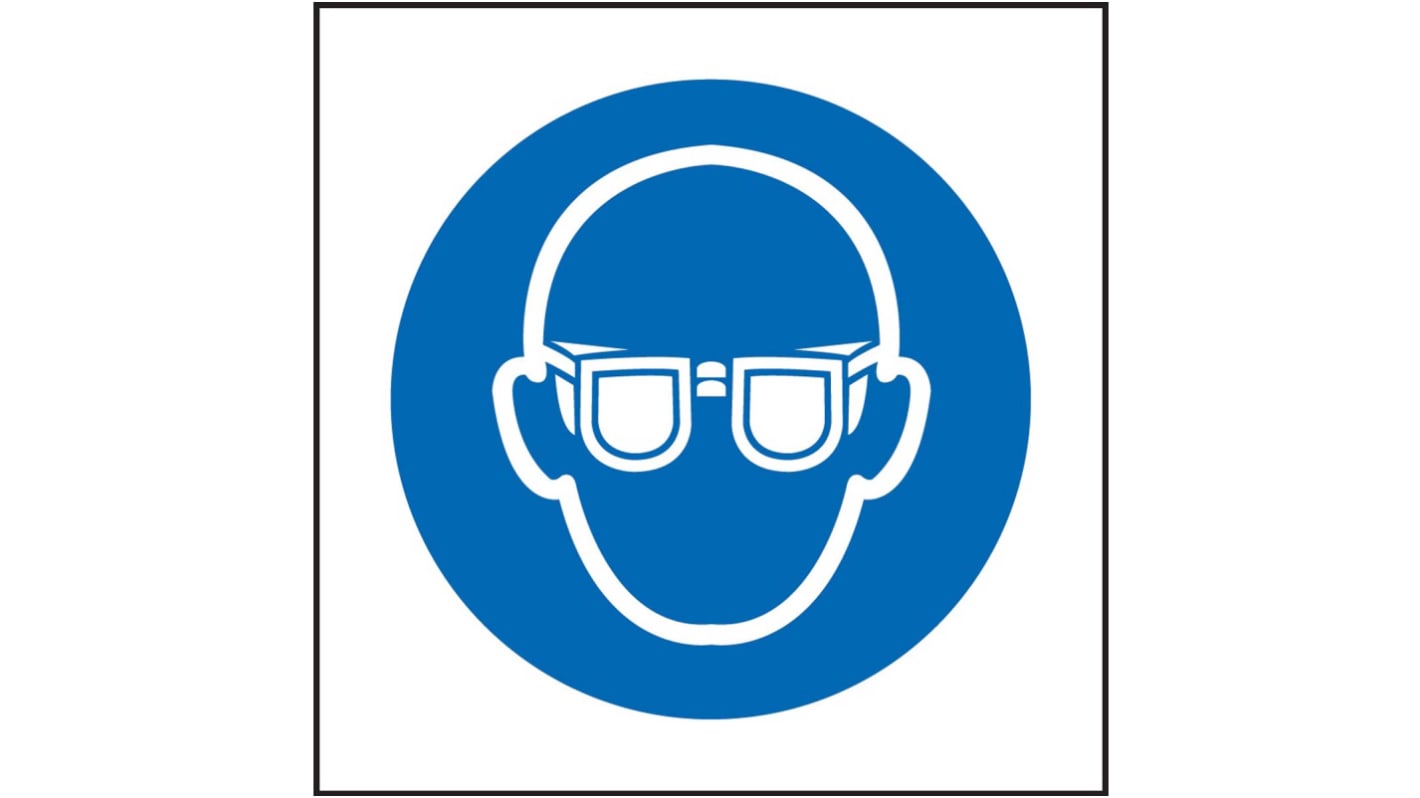 RS PRO Vinyl Mandatory Eye Protection Sign With Pictogram Only Text