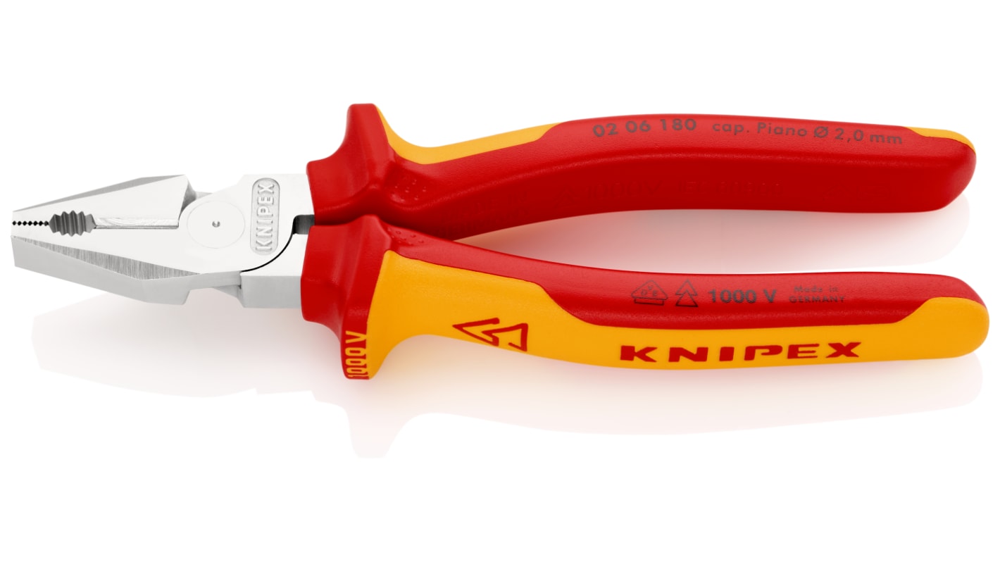 Knipex Combination Pliers, 180 mm Overall, Straight Tip, VDE/1000V