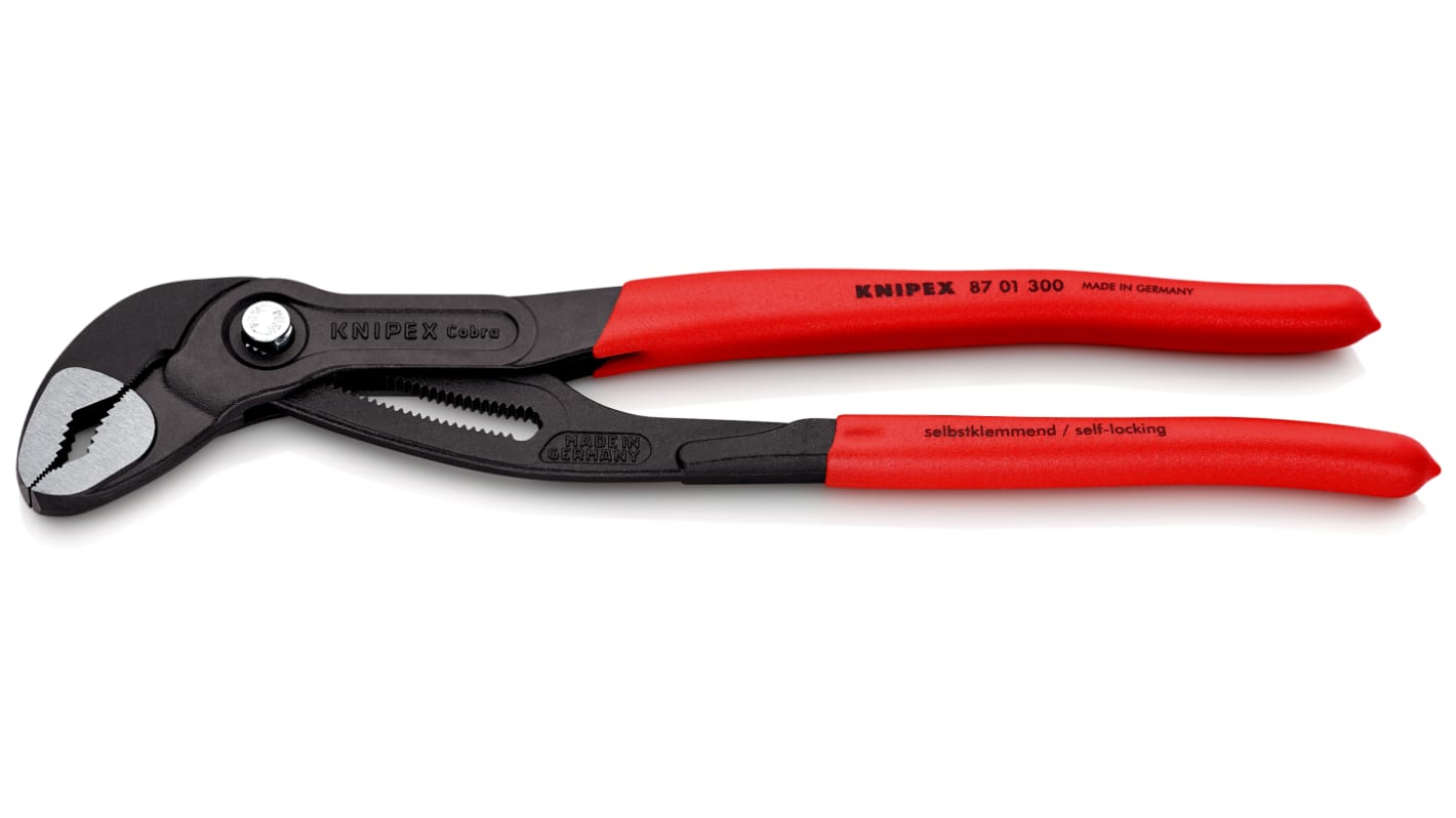 Knipex Cobra® Water Pump Pliers, 300 mm Overall, Flat, Straight Tip, 60mm Jaw