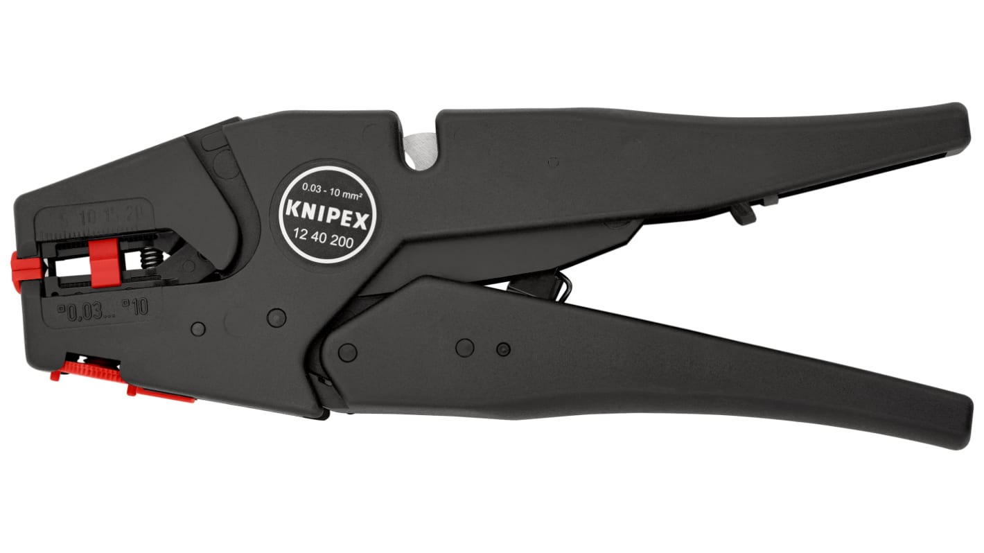 Knipex 12 40 200 Series Self-adjusting wire stripper, 0.03 mm² Min, 10 mm² Max, 200 mm Overall