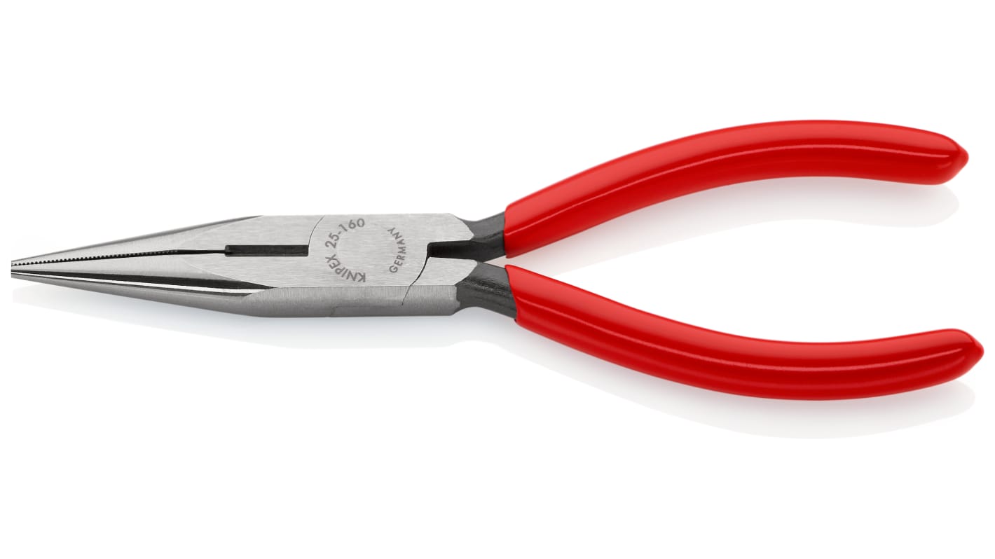 Knipex Spitzzange / Backen 50mm , gebogen Schneidkraft → Harter Draht: 1,6 mm, mittelharter Draht: 2,5 mm 160 mm