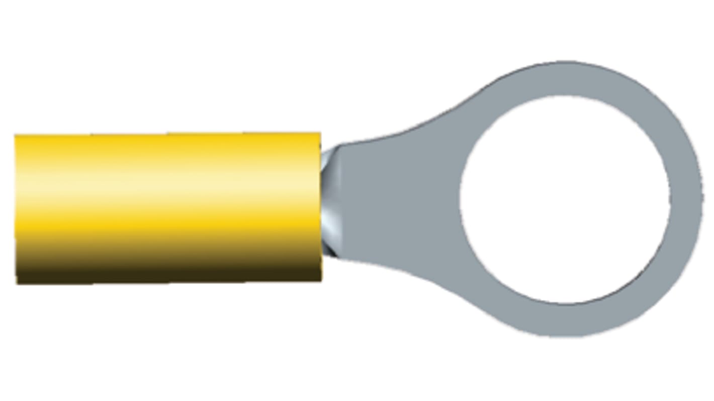 TE Connectivity PIDG Ringkabelschuh, Isoliert, Nylon, Gelb, aussen ø 6.35mm, innen ø 5mm, max. 0.3mm², M5 (#10)