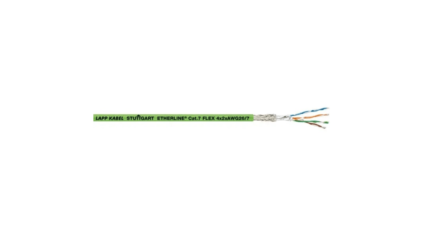 LappETHERLINE, 100m Cat7, Green, S/FTP Shielded, Unterminated Polyurethane Sheath