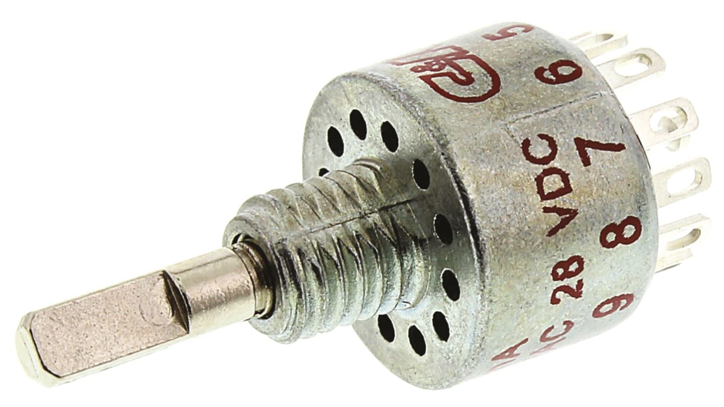 C & K, 12 Position SPST Rotary Switch, 250 mA @ 28 V dc, Solder