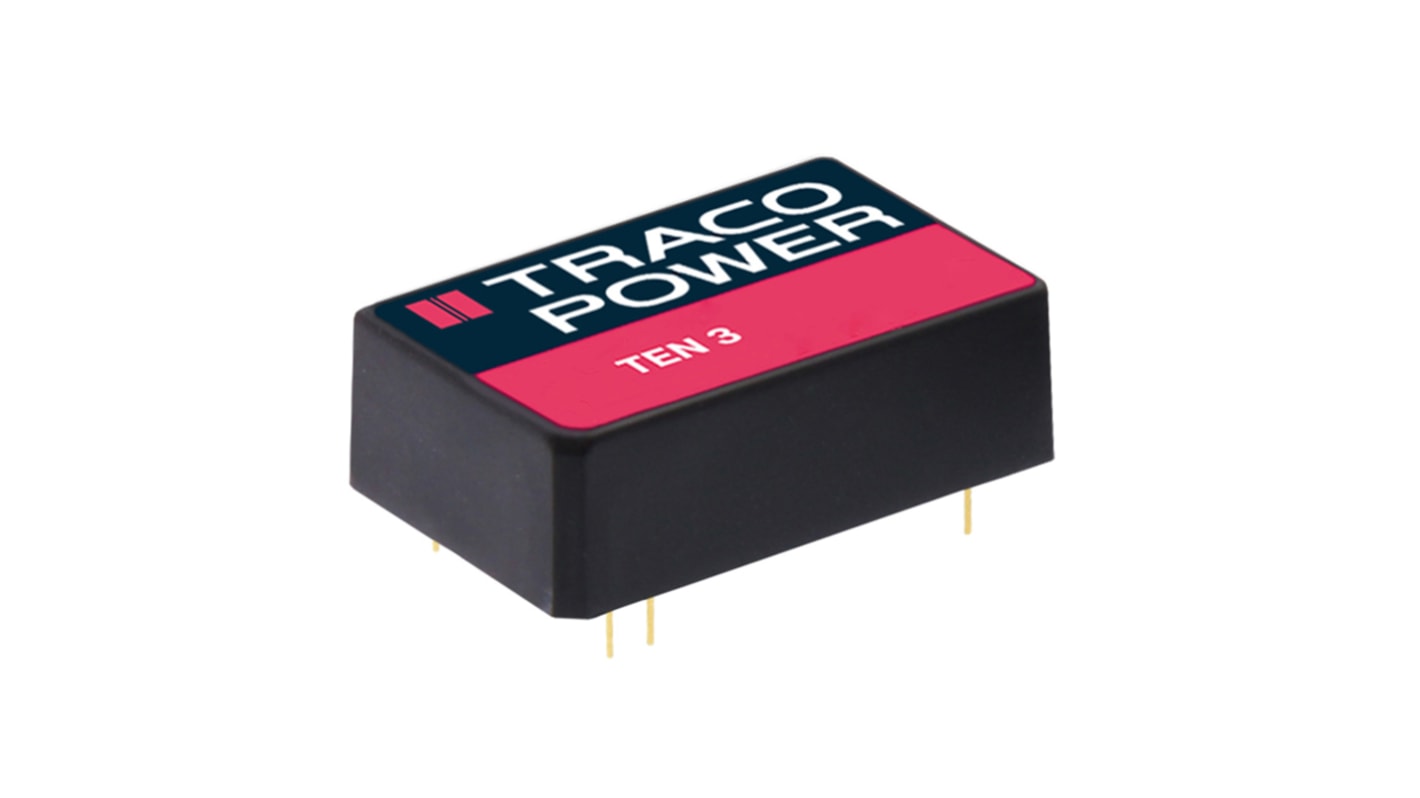 TRACOPOWER TEN 3 DC/DC-Wandler 3W 5 V dc IN, 12V dc OUT / 250mA Durchsteckmontage 1.5kV dc isoliert