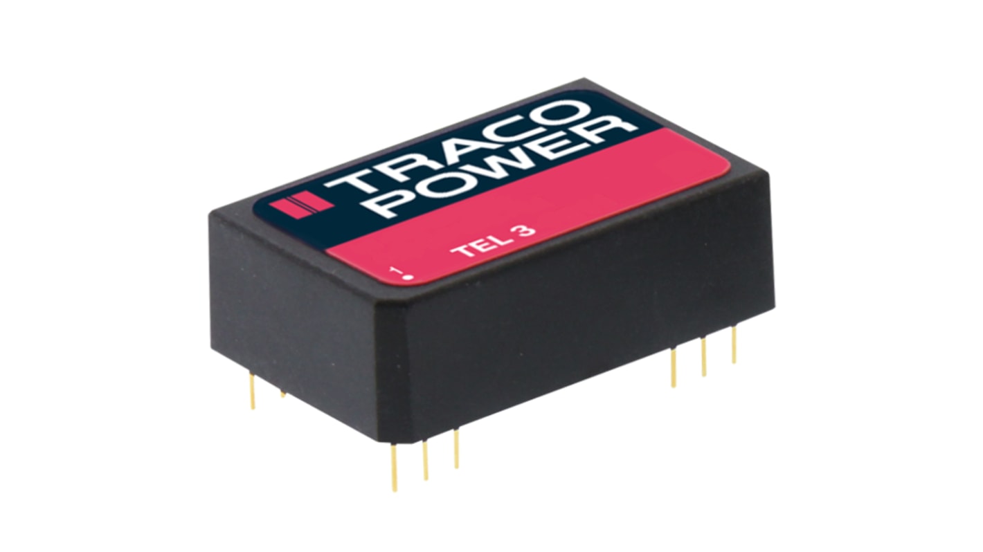 TRACOPOWER TEL 3 DC-DC Converter, ±15V dc/ ±100mA Output, 4.5 → 9 V dc Input, 3W, Through Hole, +85°C Max Temp