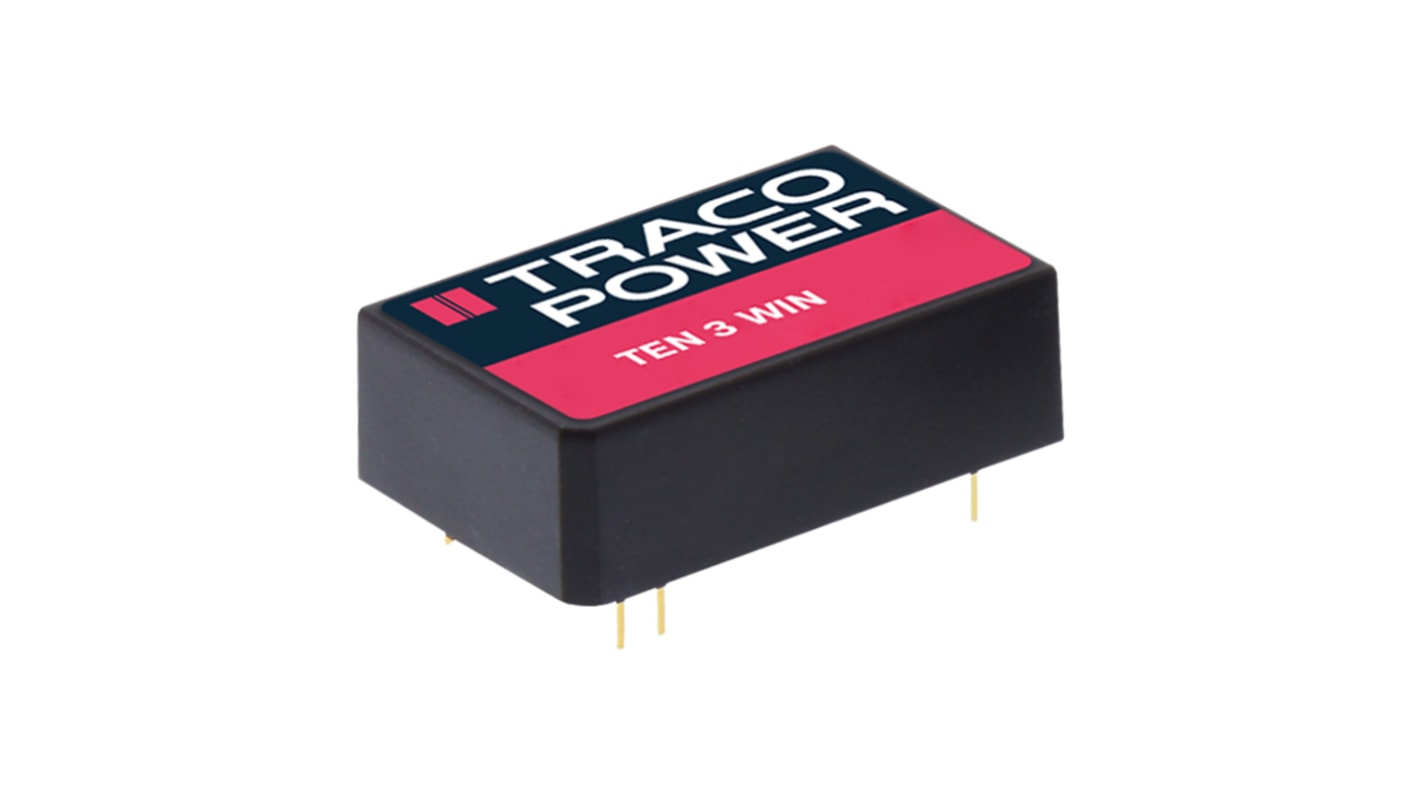 TRACOPOWER TEN 3WIN DC-DC Converter, 3.3V dc/ 750mA Output, 18 → 75 V dc Input, 3W, Through Hole, +85°C Max Temp