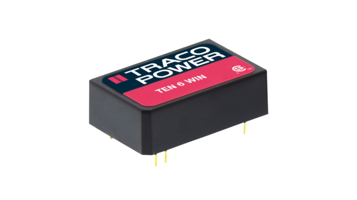 TRACOPOWER TEN 6WIN DC-DC Converter, 12V dc/ 500mA Output, 18 → 75 V dc Input, 6W, Through Hole, +85°C Max Temp