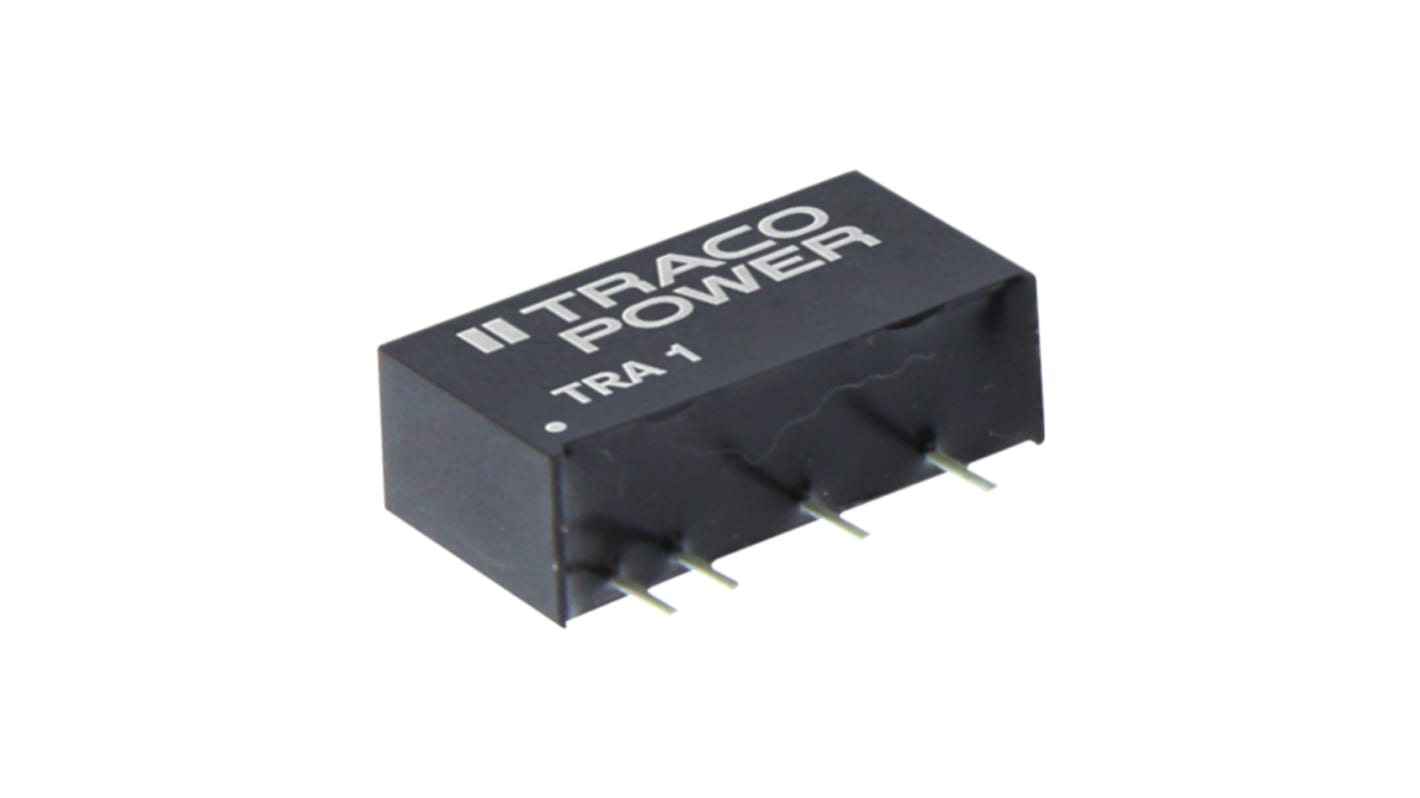 TRACOPOWER TRA 1 DC-DC Converter, ±15V dc/ ±34mA Output, 4.5 → 5.5 V dc Input, 1W, Through Hole, +85°C Max Temp