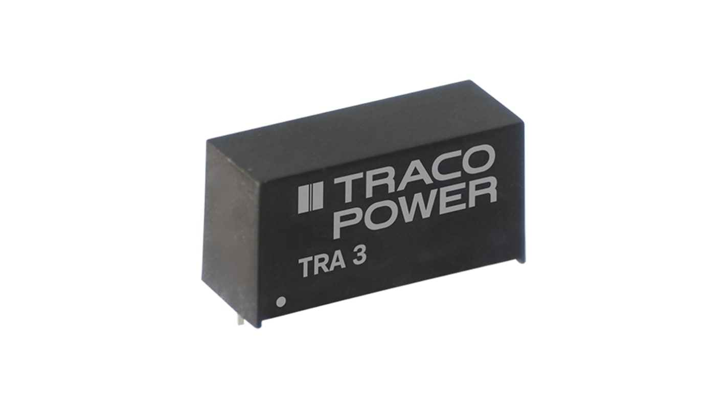 TRACOPOWER TRA 3 DC-DC Converter, 5V dc/ 600mA Output, 10.8 → 13.2 V dc Input, 3W, Through Hole, +85°C Max Temp