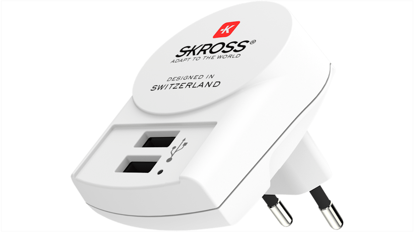 SKROSS SKR 2-Kanal Steckernetzteil AC/DC-Adapter 12W, 100V ac, 5V dc / 2.4A, EU-Netzstecker