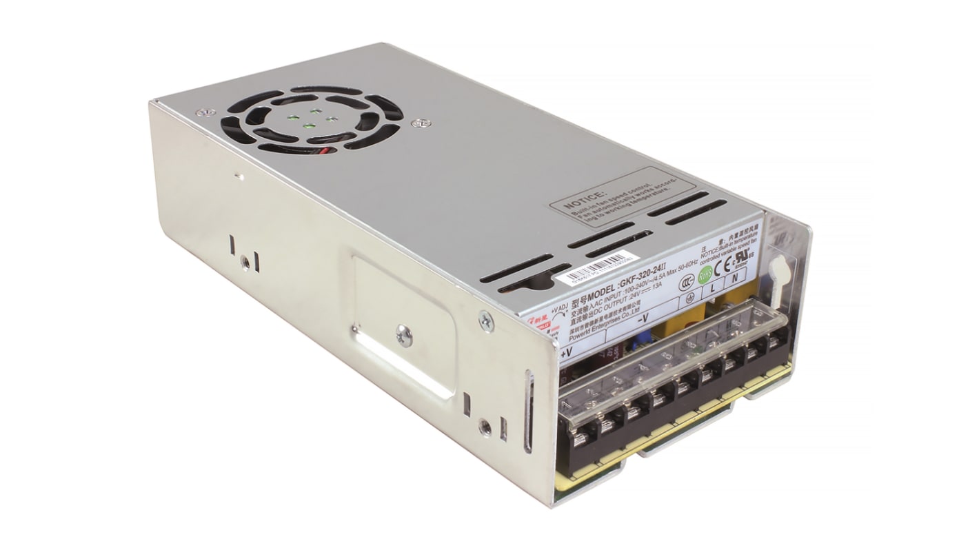 Alimentatore switching RS PRO, 200W, ingresso 120 → 370 V dc, 85 → 264 V ac, uscita 24V cc, 8.4A