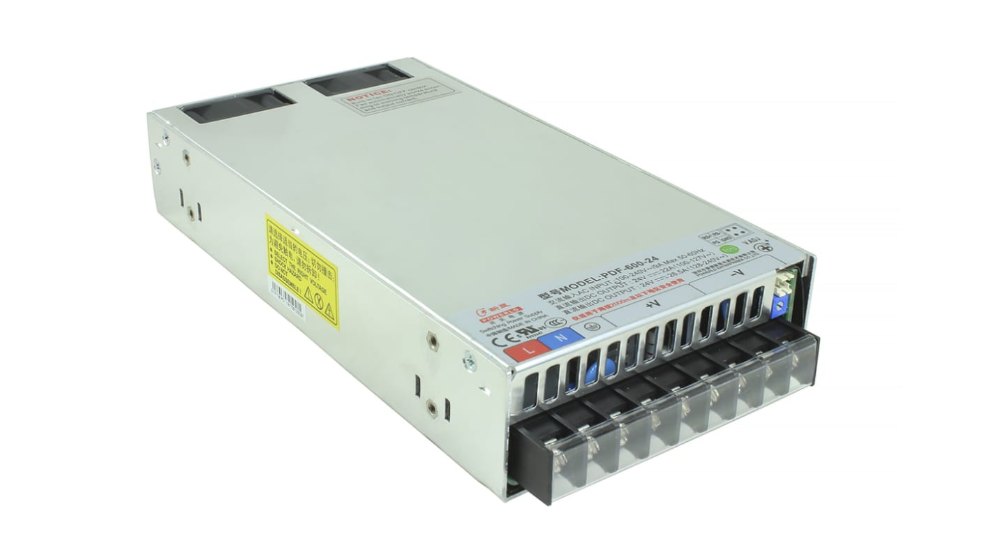RS PRO Switching Power Supply, 12V dc, 42A, 600W, 1 Output, 90 → 264V ac Input Voltage