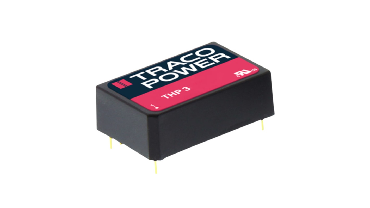 Convertisseur DC-DC TRACOPOWER, THP 3, Montage traversant, 3W, 2 sorties, ±12V c.c., 250mA