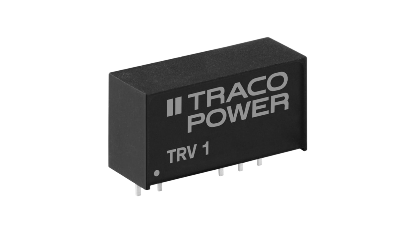 TRACOPOWER TRV 1 DC-DC Converter, 15V dc/ 67mA Output, 21.6 → 26.4 V dc Input, 1W, Through Hole, +85°C Max Temp