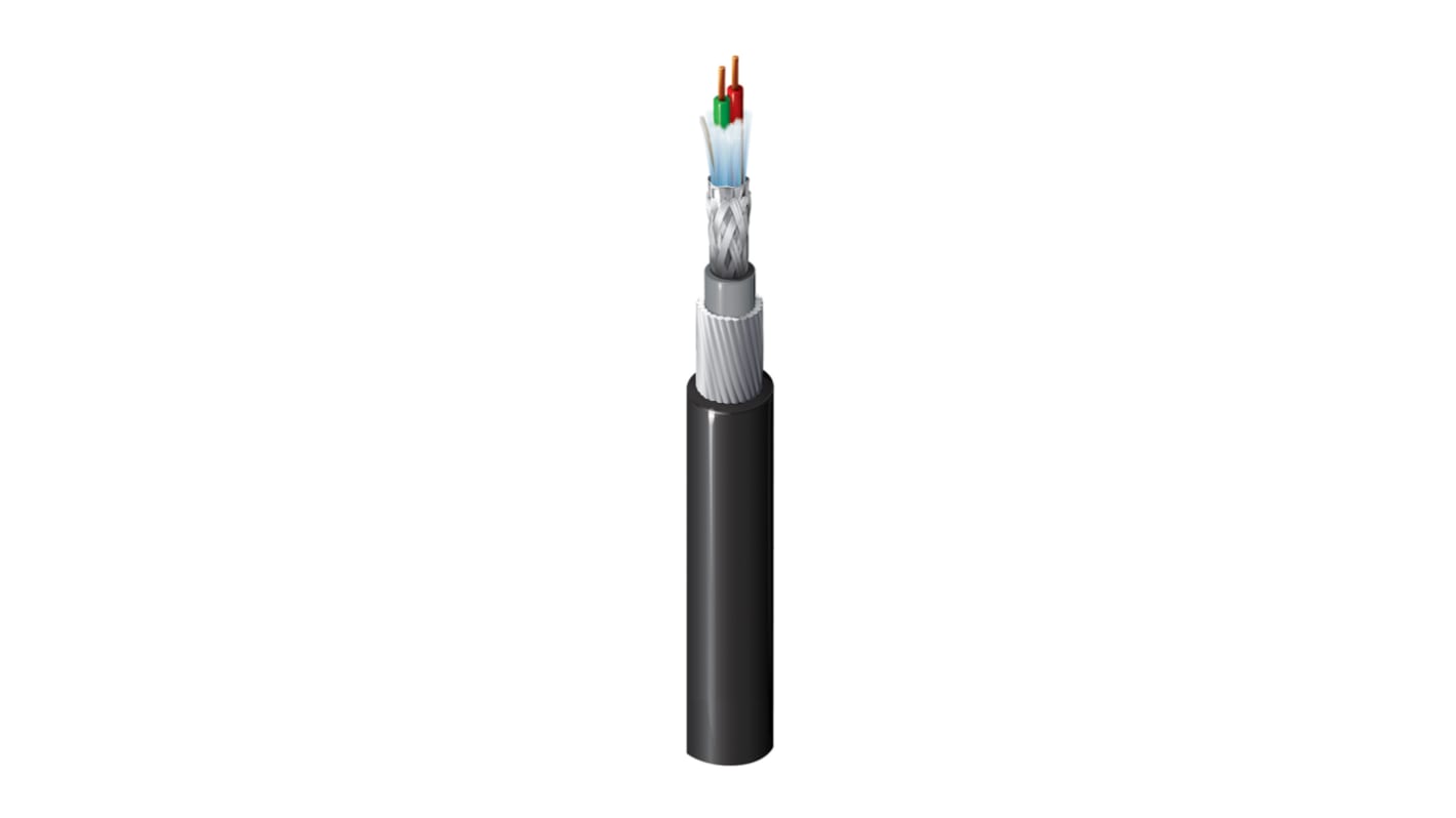 Belden 7010LS Series Data Cable, 1 Pairs, 2 Cores, 0.34 mm², Screened, 22 AWG, 500m, Tinned Copper Shield, PROFIBUS