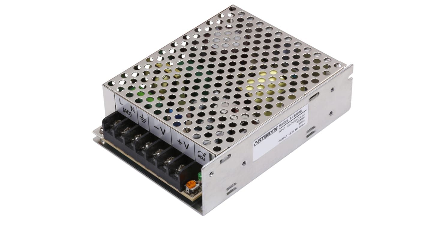Artesyn Embedded Technologies Embedded Switch Mode Power Supply SMPS, LCB100E, 5V dc, 16A, 80W, 1 Output, 125 →