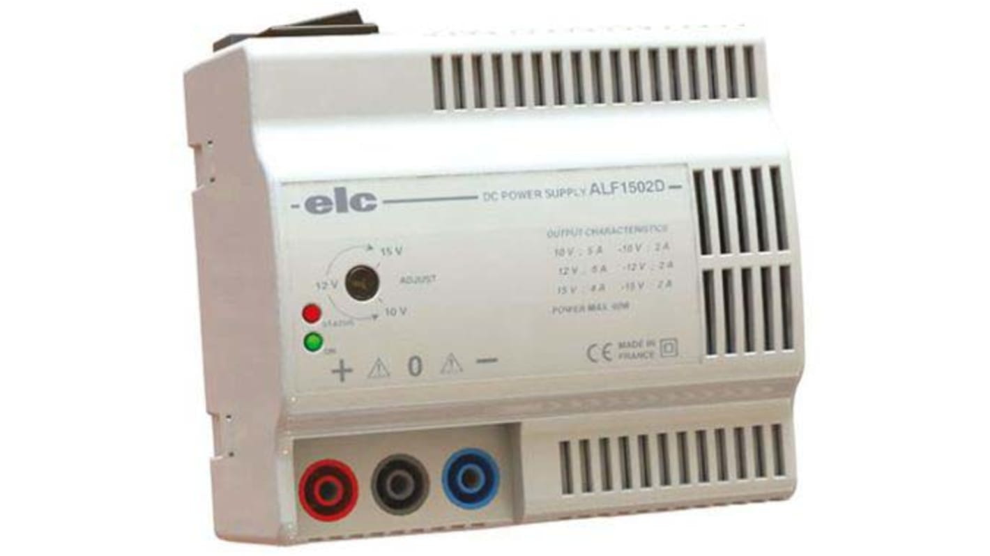 Alimentatore da banco ELC, 2 uscite, -15V, 2 A, 5 A, 60W, Cert. ISO
