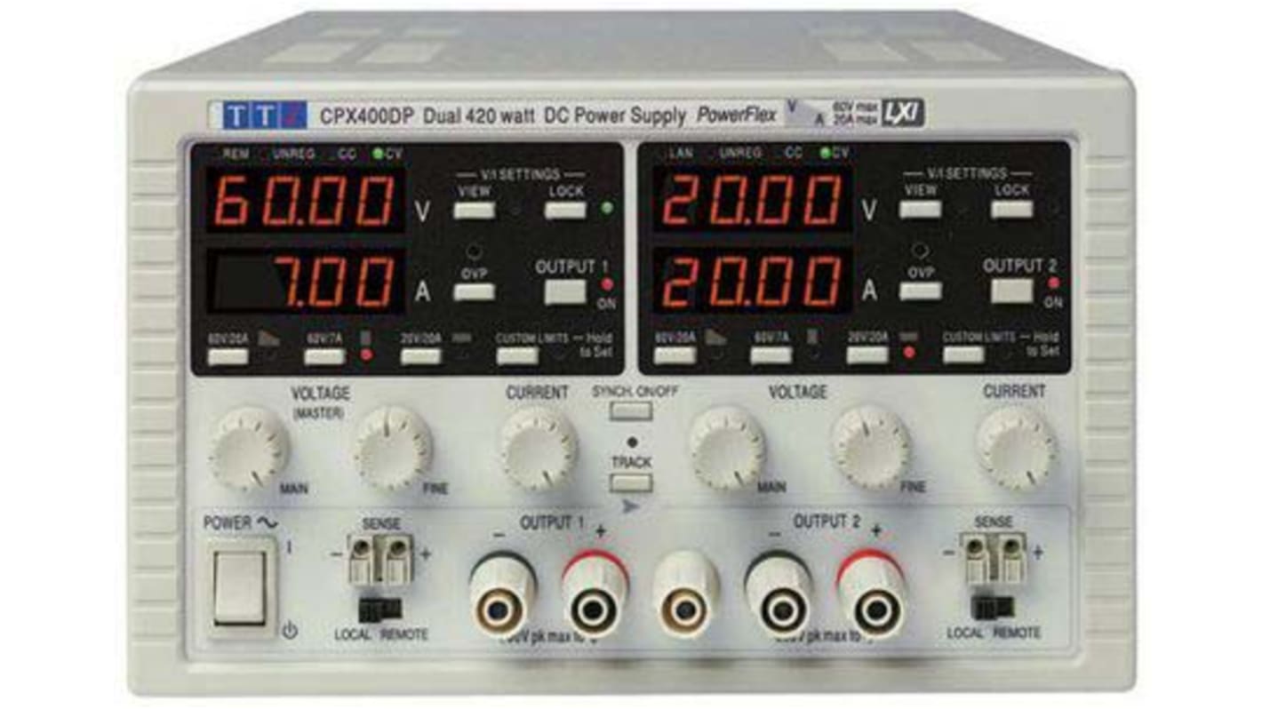 Alimentatore da banco Aim-TTi CPX400DP, 2 uscite, 0 → 60V, 0 → 20A, 840W, Cert. LAT