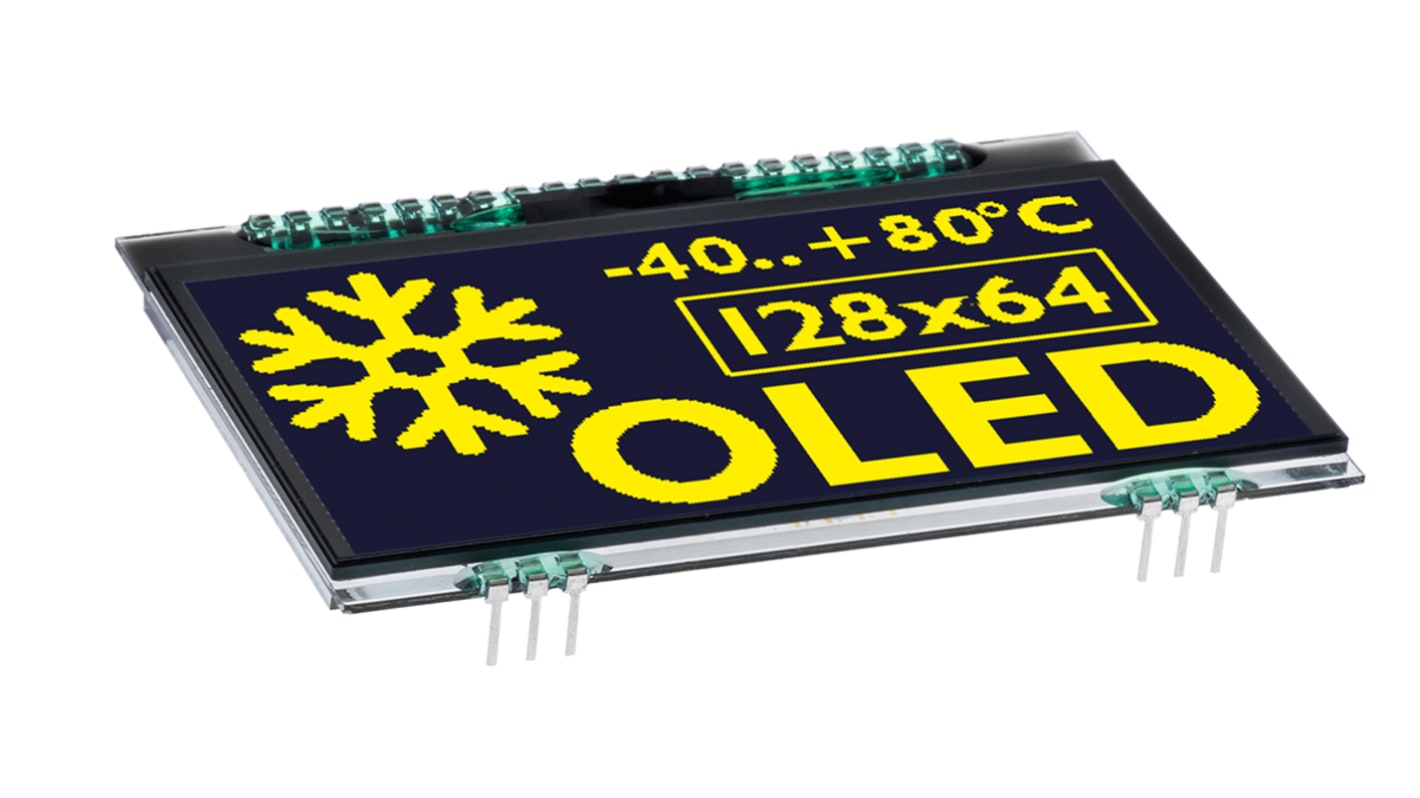 Display Visions 2.9in Yellow OLED Display 128 x 64pixels Graphics I2C, SPI Interface