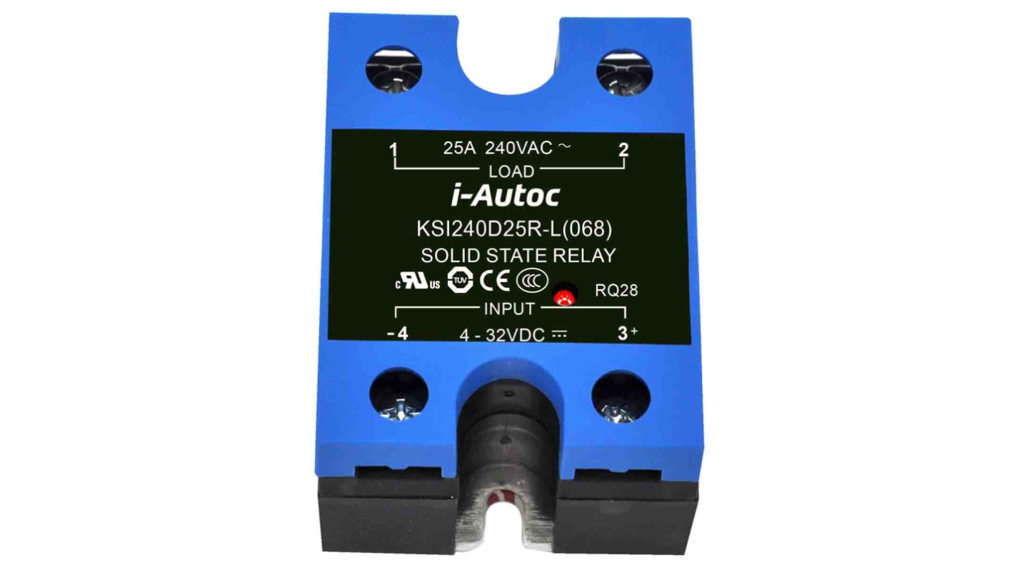 i-Autoc KSI Series Solid State Relay, 10 A Load, Panel Mount, 280 V ac Load, 32 V dc Control