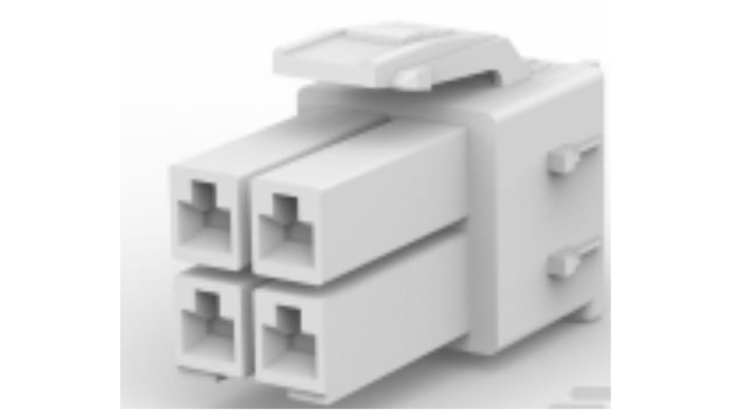 TE Connectivity, Power Double Lock Male Connector Housing, 3.96mm Pitch, 4 Way, 2 Row
