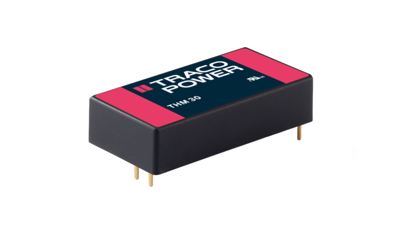 TRACOPOWER THM 30 DC-DC Converter, 24V dc/ 1.25A Output, 9 → 18 V dc Input, 30W, Through Hole, +80°C Max Temp