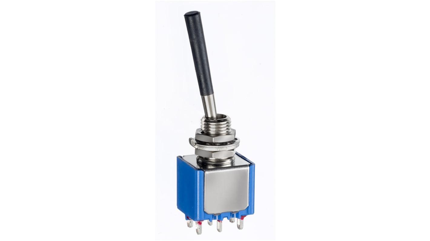 APEM Toggle Switch, Panel Mount, On-On, DPDT, Solder Lug Terminal, 30 V dc, 125V ac