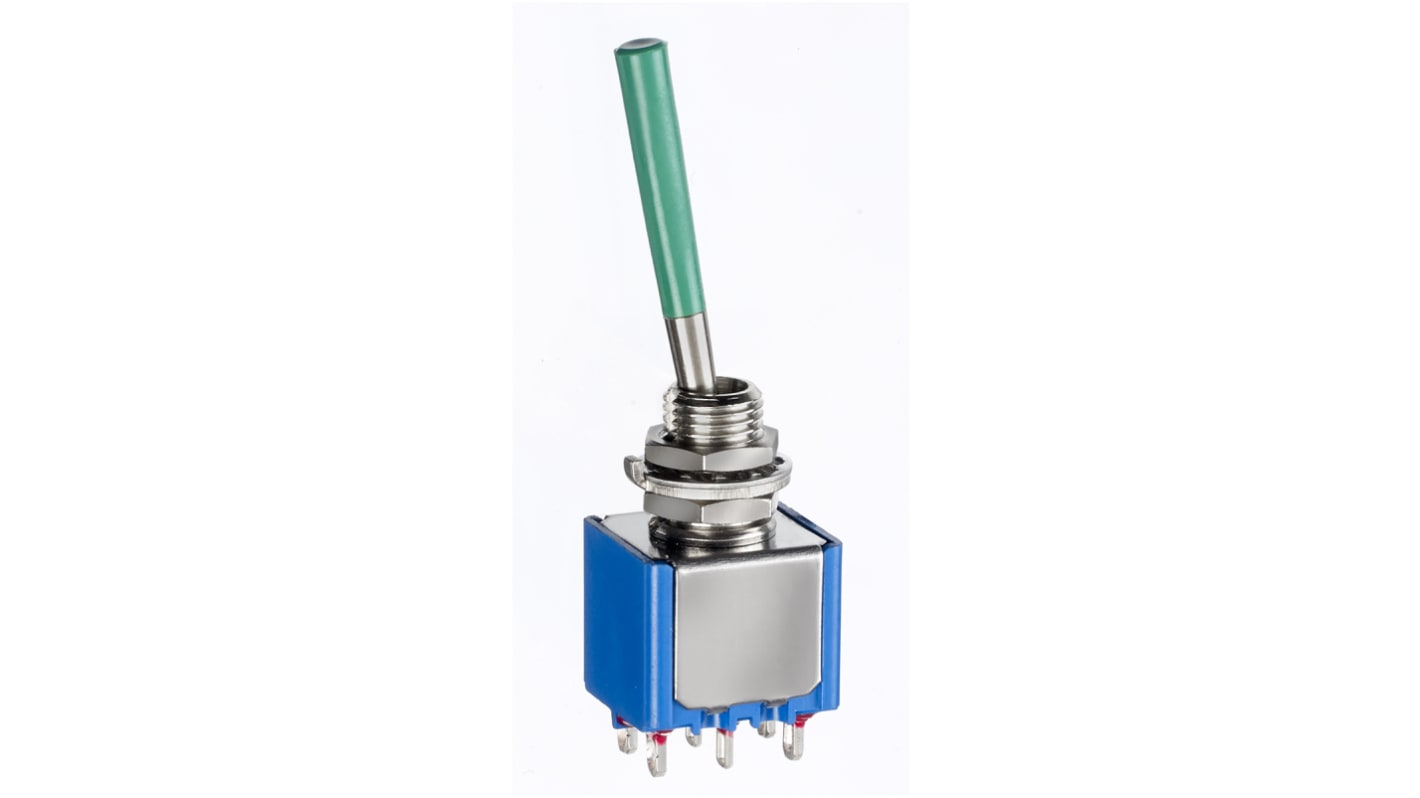 APEM Toggle Switch, Panel Mount, On-Off-On, DPDT, Solder Terminal, 30 V dc, 125 V ac, 250 V ac