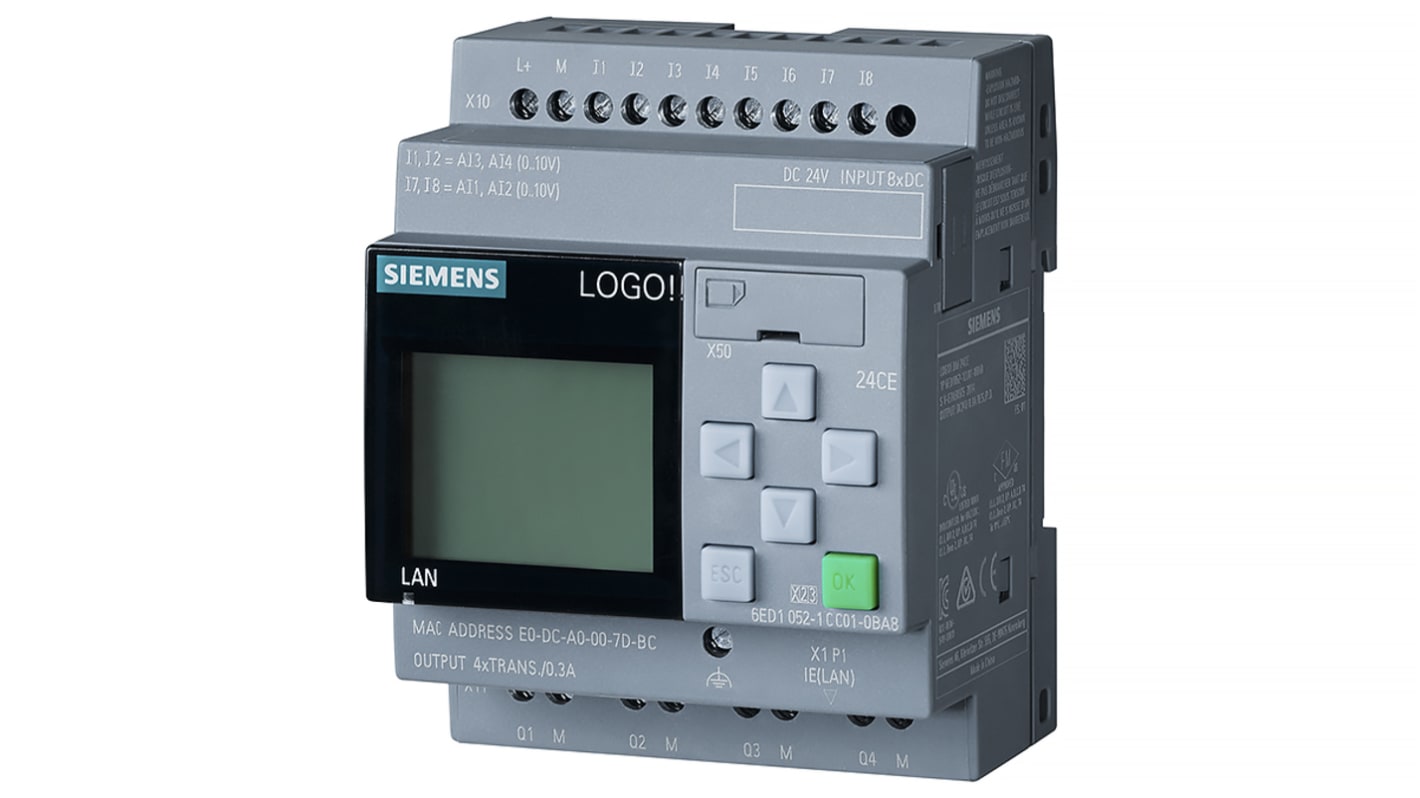 Siemens LOGO! Series Logic Module for Use with LOGO! 8.2, 24 V dc Supply, Transistor Output, 8-Input, Analogue, Digital