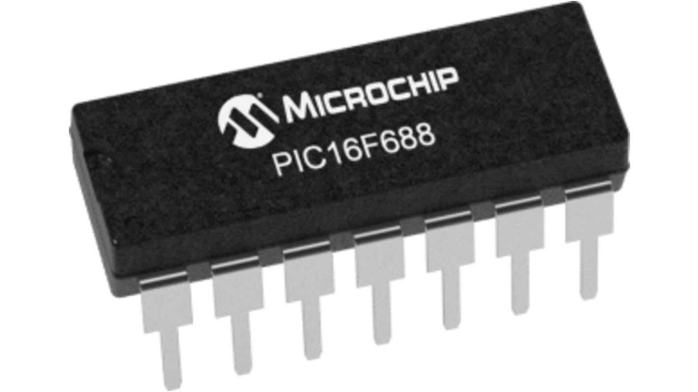 Microchip PIC16F688-E/P, 8bit PIC Microcontroller, PIC16F, 20MHz, 256 B, 4096 x 14 words Flash, 14-Pin PDIP