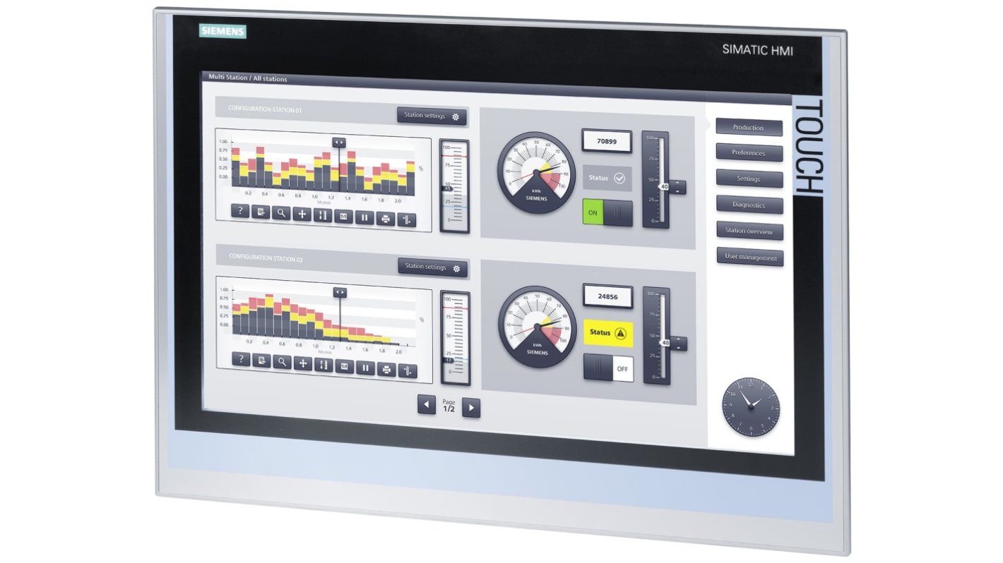 Siemens SIMATIC Series TP1900 Comfort HMI Panel - 18.5 in, TFT Display, 1366 x 768pixels