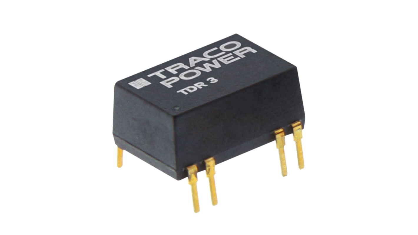 TRACOPOWER TDR 3 DC-DC Converter, ±12V dc/ ±125mA Output, 9 → 18 V dc Input, 3W, Through Hole, +85°C Max Temp