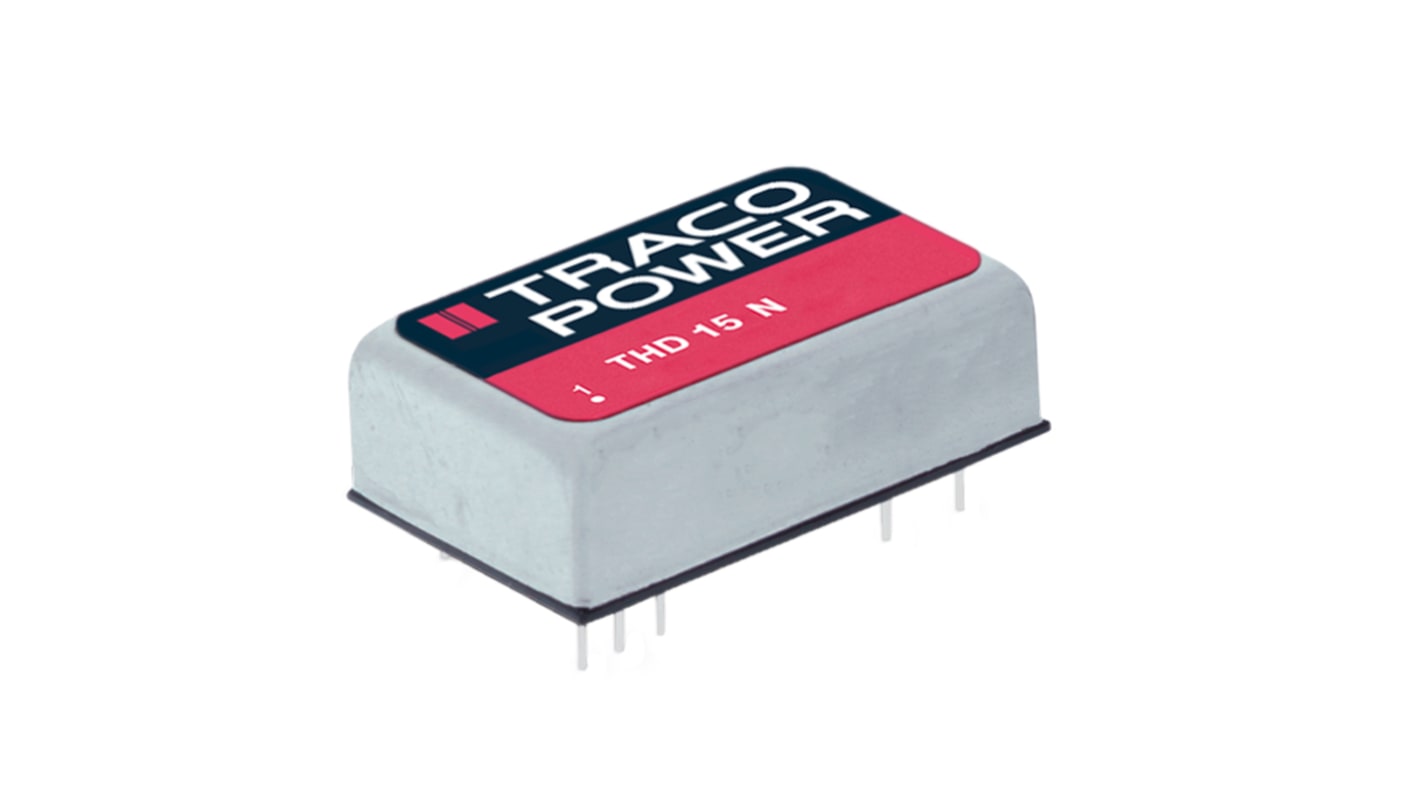 TRACOPOWER THD 15N DC/DC-Wandler 15W 12 V dc IN, ±5V dc OUT / ±1.5A Durchsteckmontage 1.5kV dc isoliert