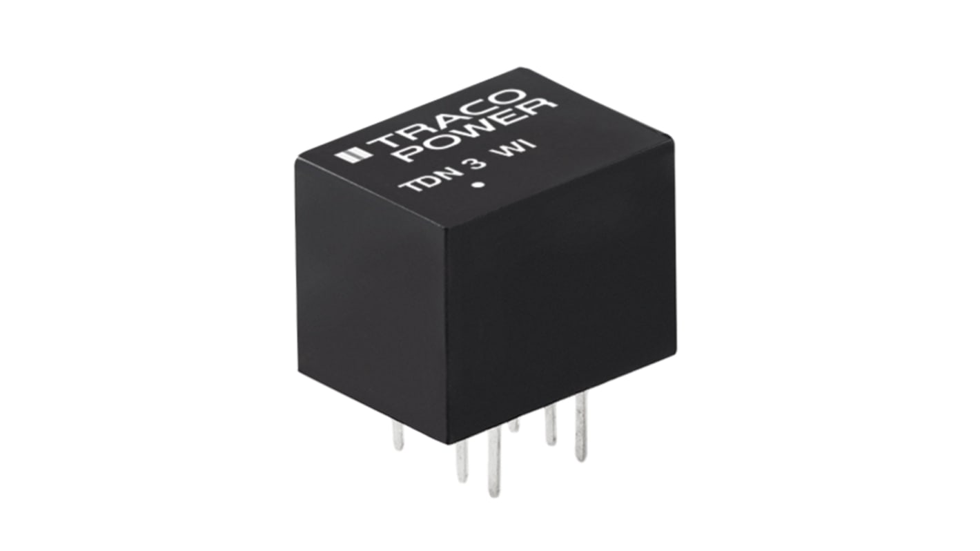 TRACOPOWER TDN 3WI DC-DC Converter, ±5V dc/ ±300mA Output, 18 → 75 V dc Input, 3W, Through Hole, +70°C Max Temp