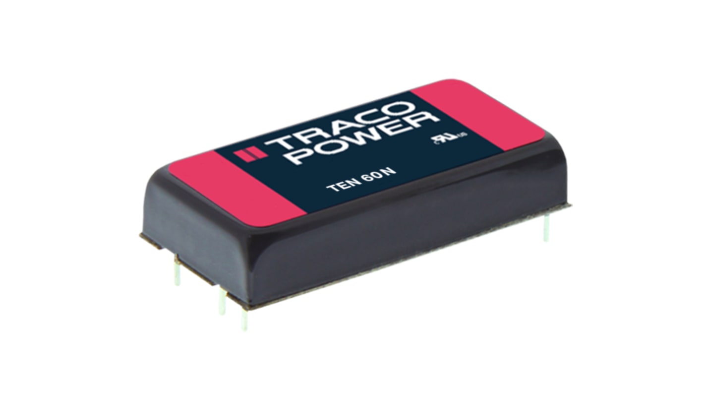 TRACOPOWER TEN 60N DC-DC Converter, 5V dc/ 12A Output, 18 → 36 V dc Input, 60W, Through Hole, +85°C Max Temp