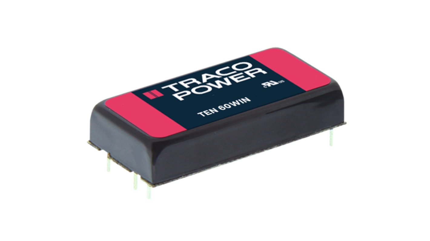 TRACOPOWER TEN 60WIN DC-DC Converter, 12V dc/ 5A Output, 9 → 36 V dc Input, 60W, Through Hole, +85°C Max Temp