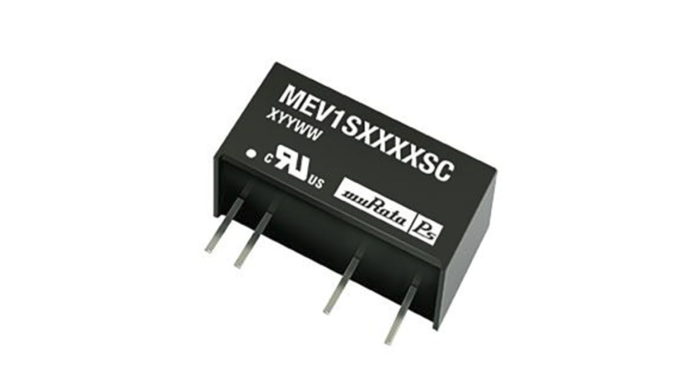 Murata Power Solutions MEV1 Isolated DC-DC Converter, 5V dc/ 200mA Output, 4.5 → 5.5 V dc Input, 1W, Through