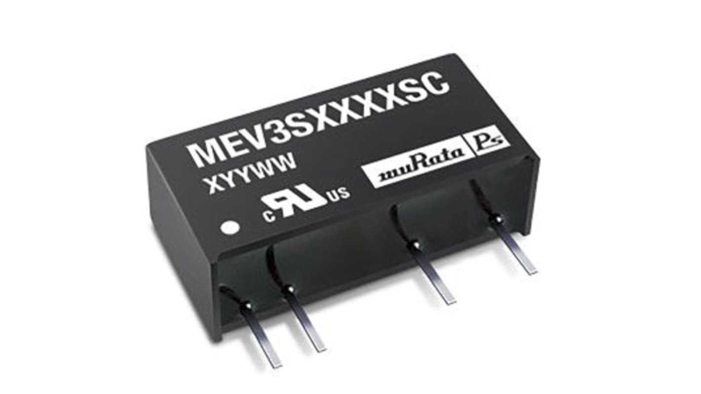 Murata Power Solutions MEV3 DC-DC Converter, 15V dc/ 200mA Output, 4.5 → 5.5 V dc Input, 3W, Through Hole, +85°C