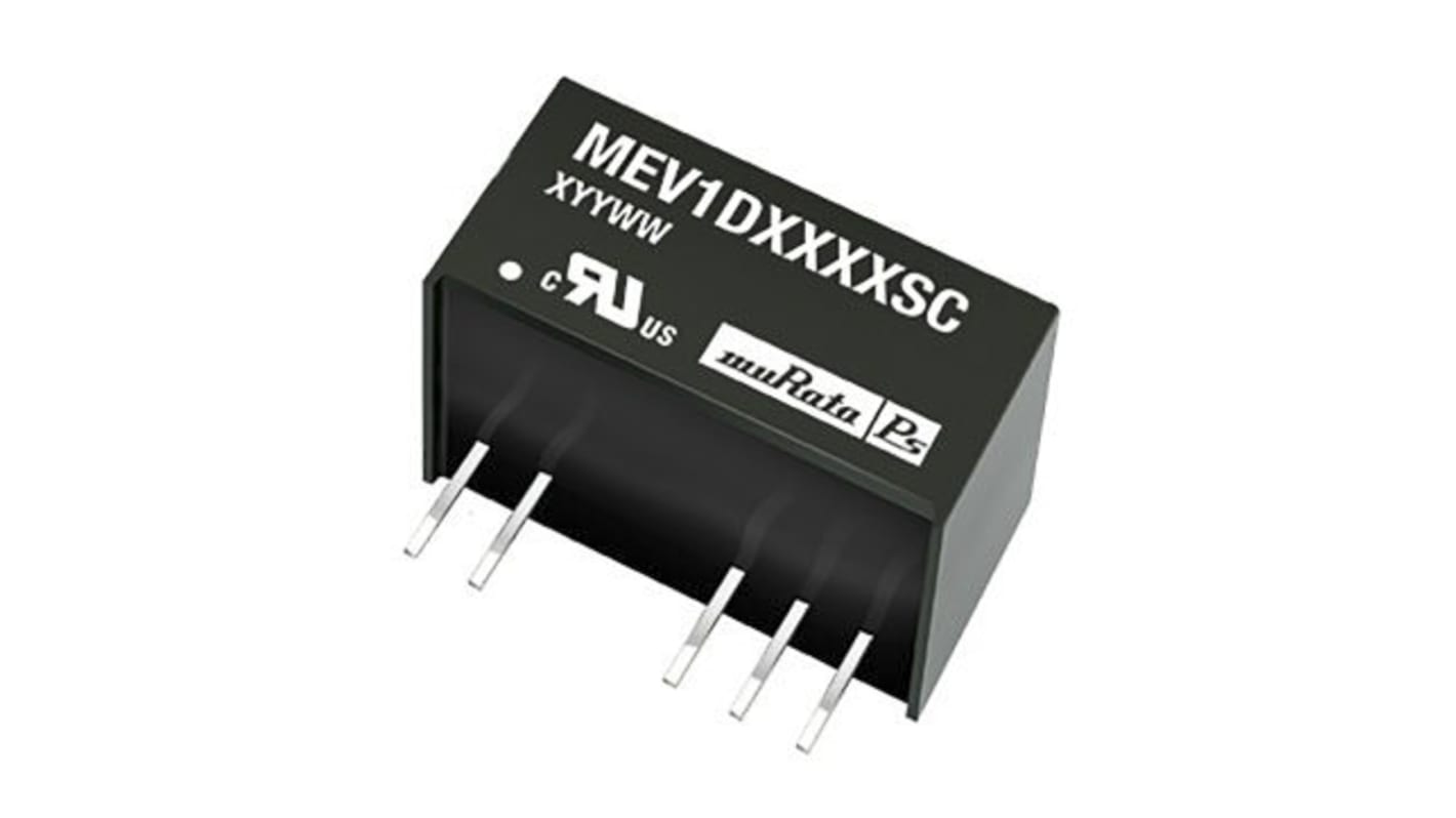 Murata Power Solutions MEV1 DC-DC Converter, ±5V dc/ ±100mA Output, 4.5 → 5.5 V dc Input, 1W, Through Hole,