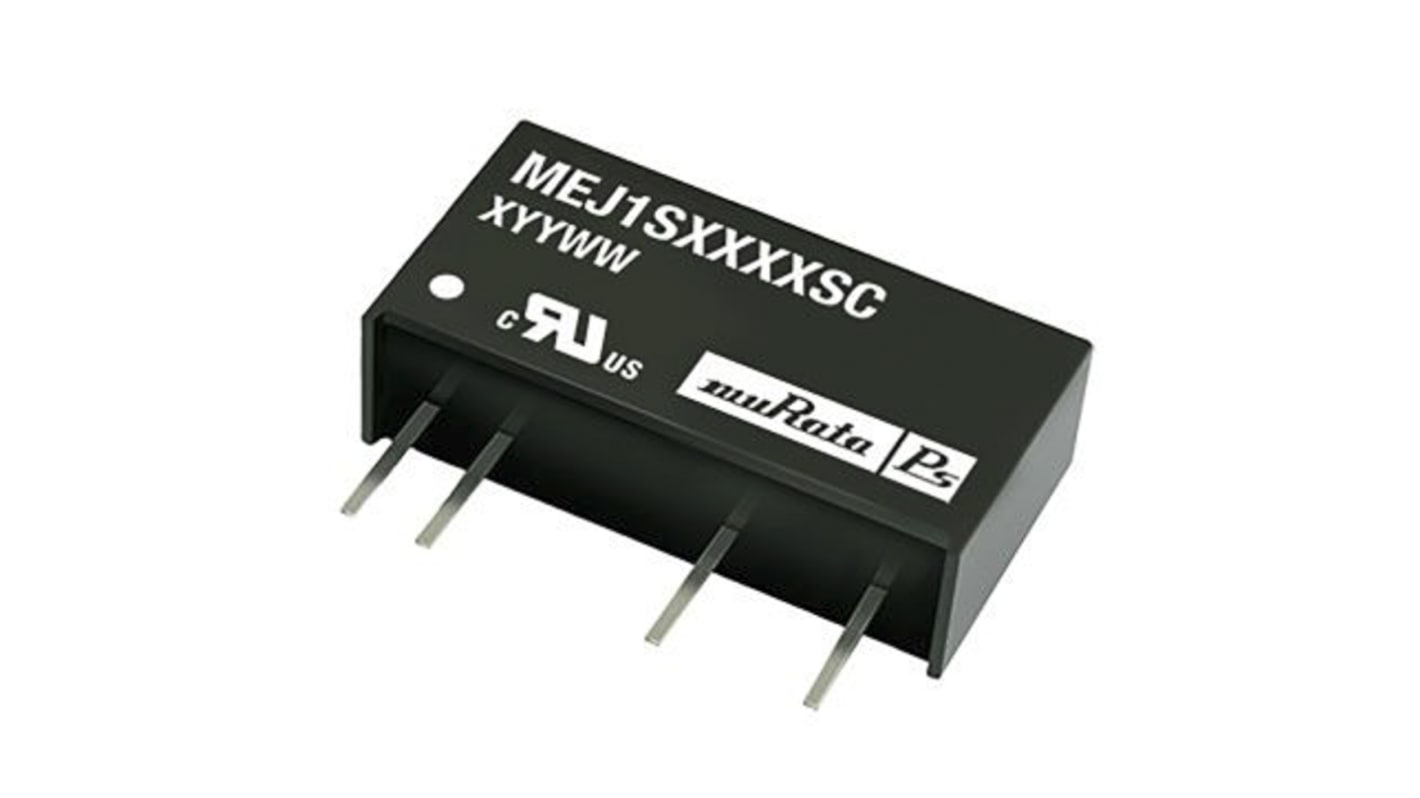 Murata Power Solutions MEJ1 DC-DC Converter, 15V dc/ 66mA Output, 4.5 → 5.5 V dc Input, 1W, Through Hole, +85°C