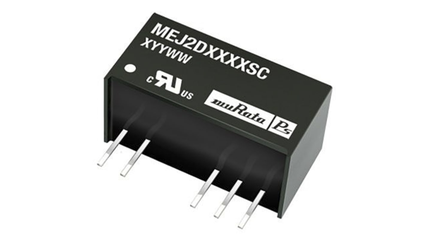 Murata Power Solutions MEJ2 DC-DC Converter, ±5V dc/ ±200mA Output, 4.5 → 5.5 V dc Input, 2W, Through Hole,