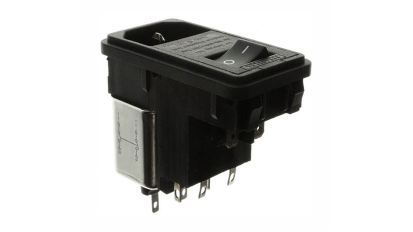 Schaffner IEC規格 IEC / EN 60939 IECフィルタ, 2A 250 V ac スナップイン